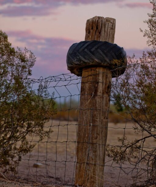 Tire Fence Sunset Purple Desert Fave Img 8897