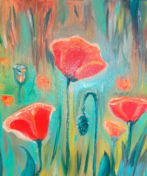 three red flowers