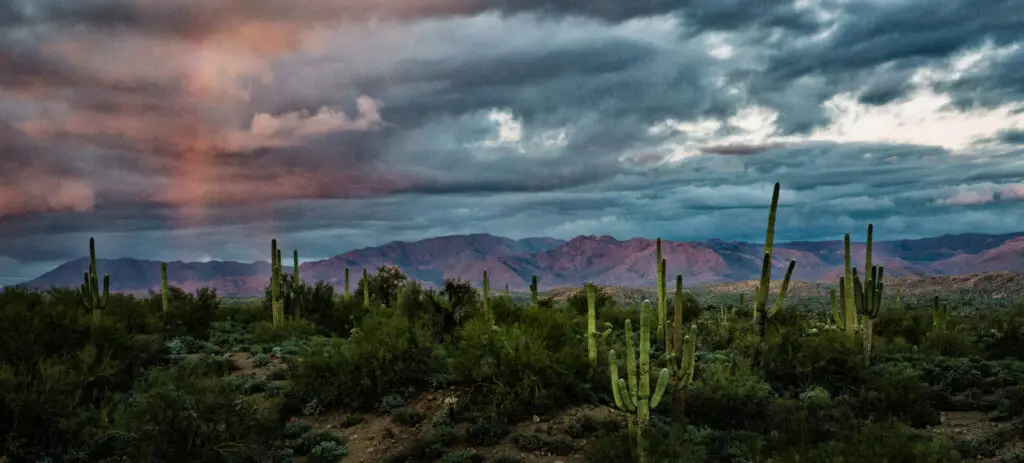 mountain desert landscape at dusk